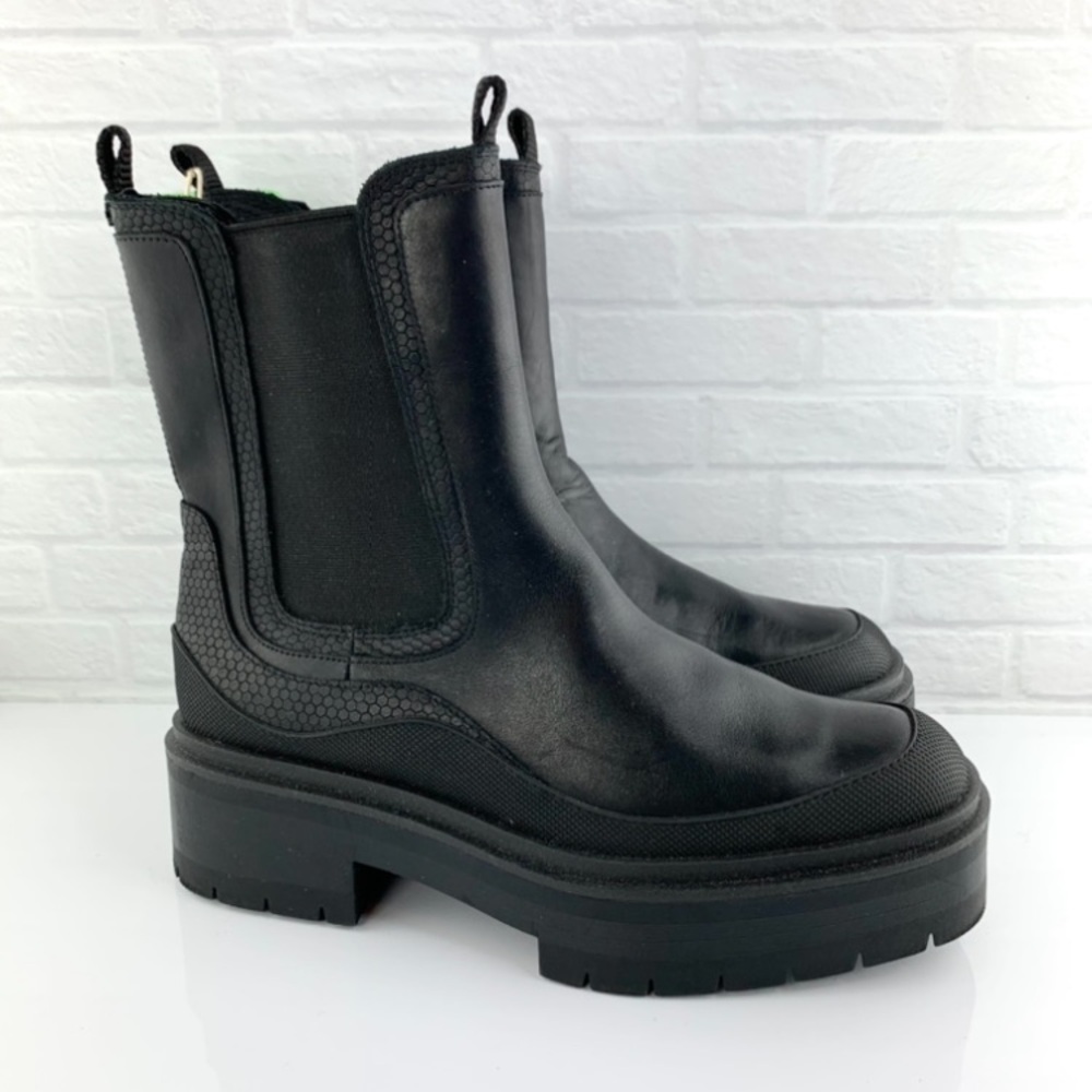 Sam Edelman Lulia Chunky Heel Rounded Toe Slip On Chelsea Ankle Boots Black Sz 9
